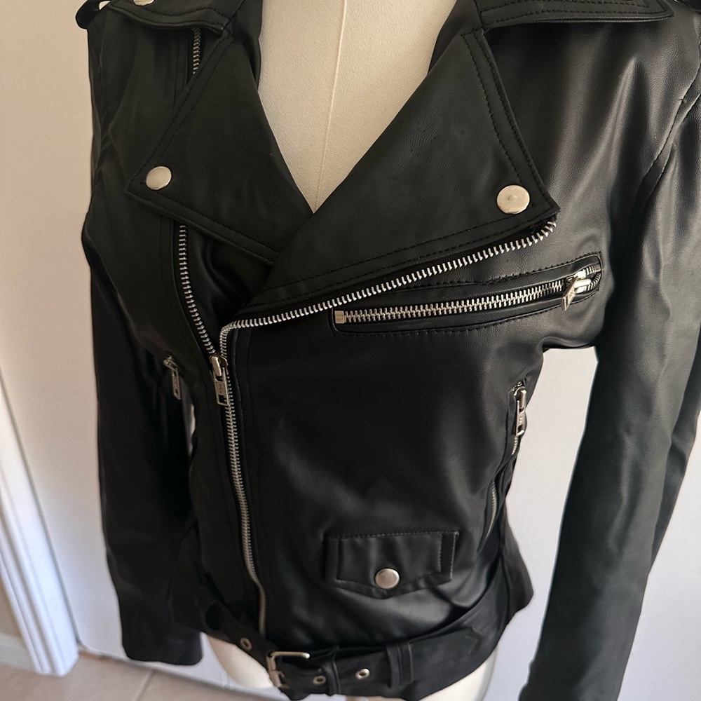 Riverdale Black Faux Leather with South Side Serpents Patch Biker Jacket - Picture 3 of 4